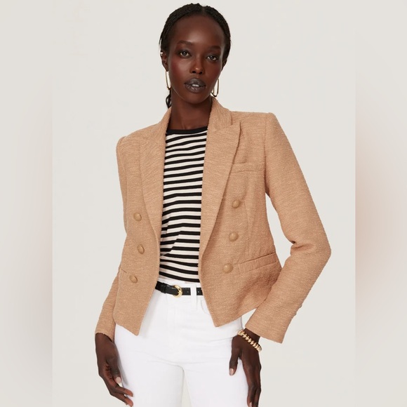 L'AGENCE Jackets & Blazers - L’AGENCE brown tweed Brooke cropped blazer